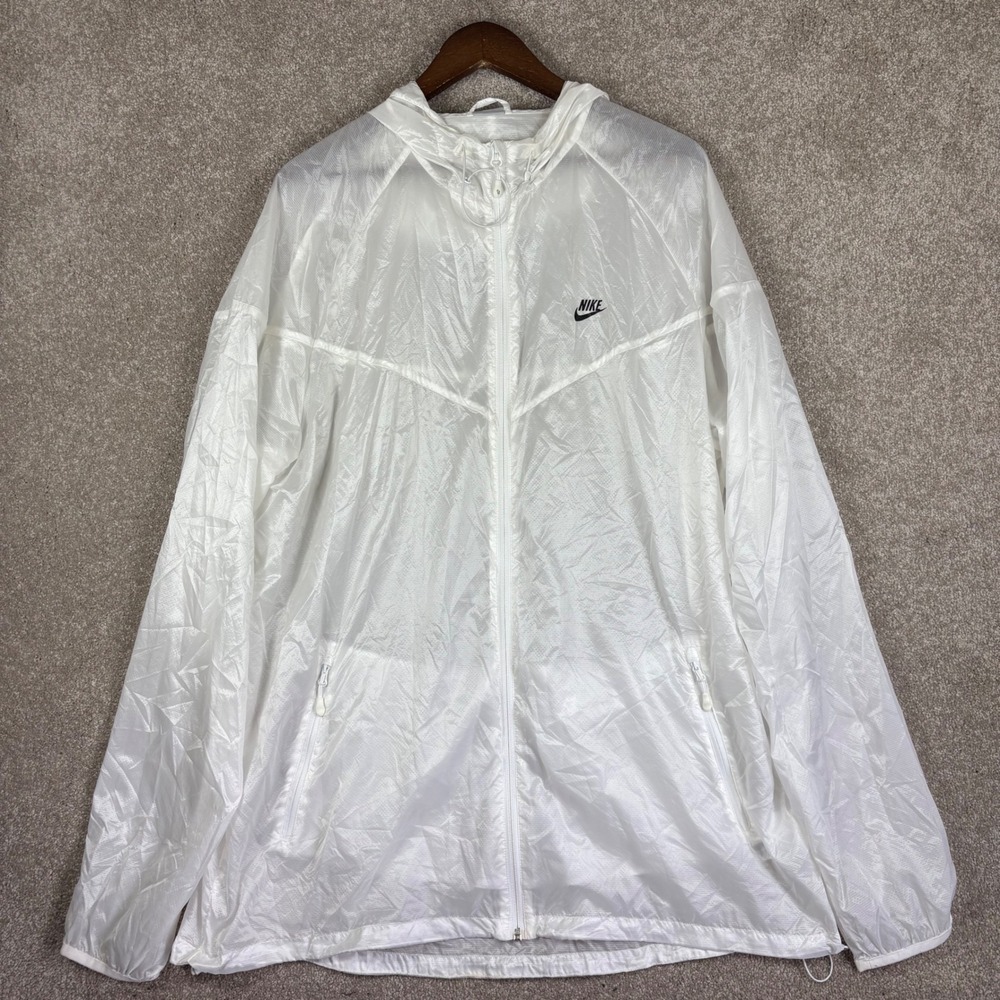 Nike Sportswear Windrunner Jacket Mens XXLT White Full Zip Hooded Windbreaker